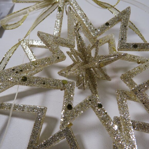 Champaign Gold Star within a star within a star Glittered Ornament - Picture 5 of 8